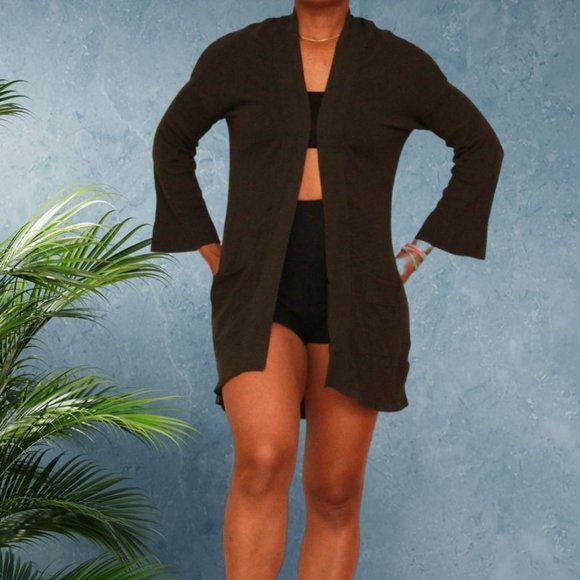 Suzy Shier Long Green Cardigan - Picture 4 of 4